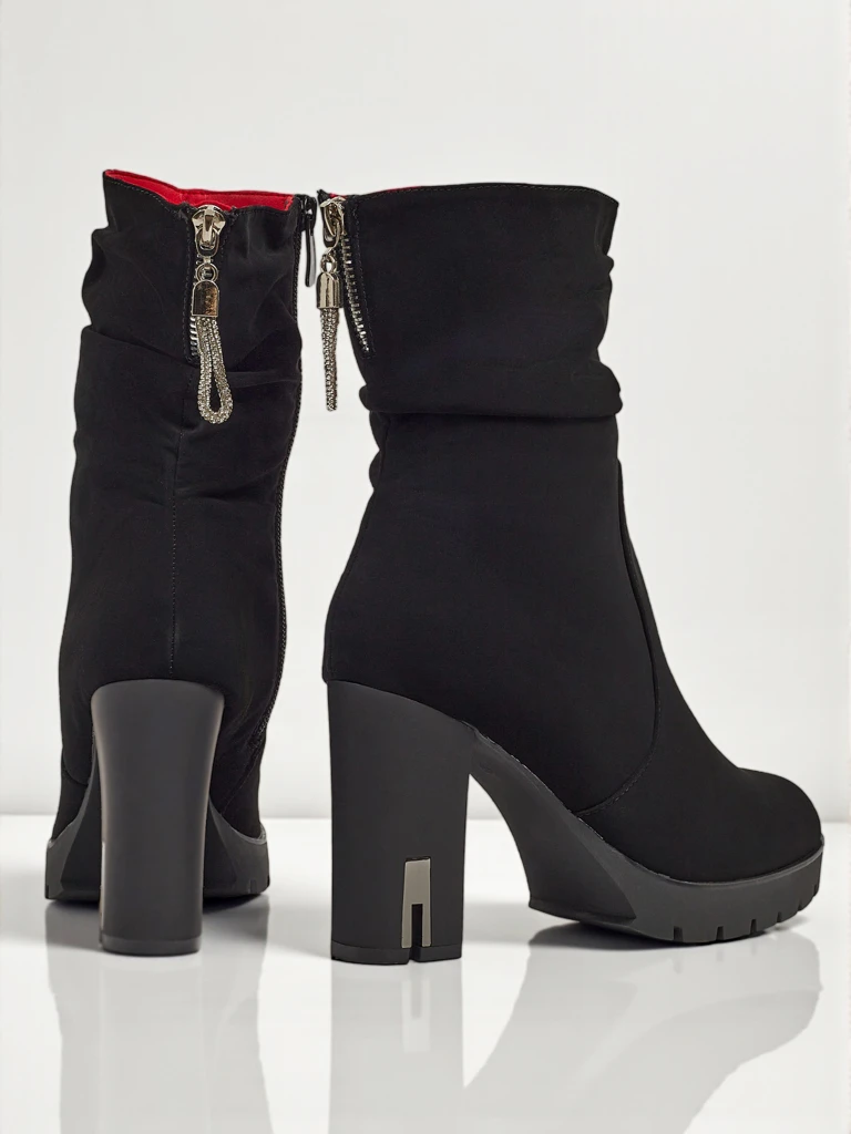 Női bokacsizma eco bőr matt vastag sarkú Nivarelle