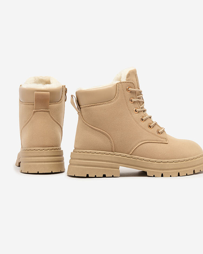 Royalfashion Világosbarna női szigetelt trapper csizma Radoras