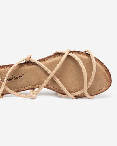 Bézs színű gladiátor lábszárközépig érő szandál Jeniso - Lábbeli