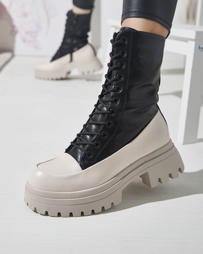 Fekete és bézs színű női magas csizma Susker - Lábbeli