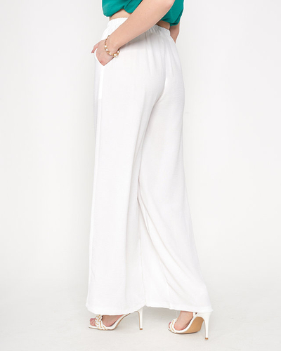 Női fehér széles palazzo nadrág lánccal - Ruházat