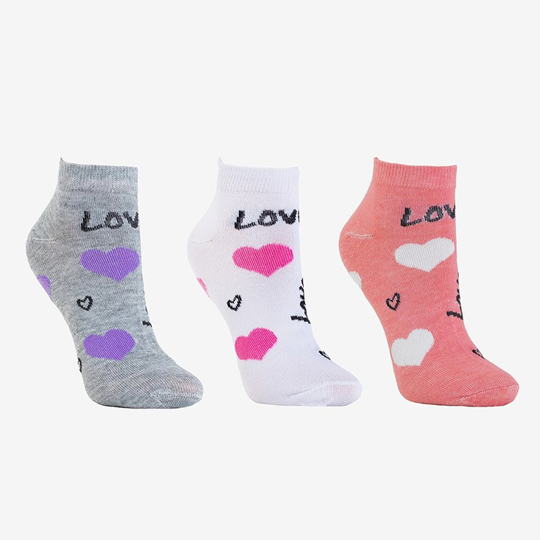 Női tarka szív alakú láb 3 / csomag - Zokni