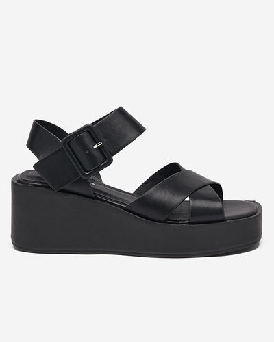 OUTLET Fekete női öko bőr ékszandál Scozi - Footwear
