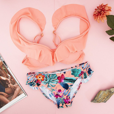 Narancssárga virágos fürdőruha - fehérnemű