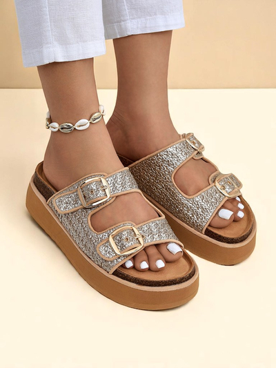 Royalfashion Női Nora fonott platform papucs