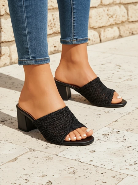 Royalfashion Női papucs vastag sarokkal Sole Bloom