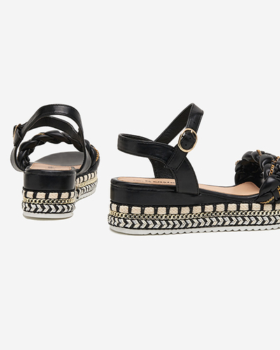 OUTLET Női fekete lapos szandál Rella - Lábbeli