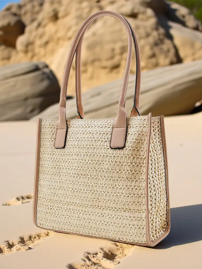 Royalfashion Nagy szalma női nyári táska