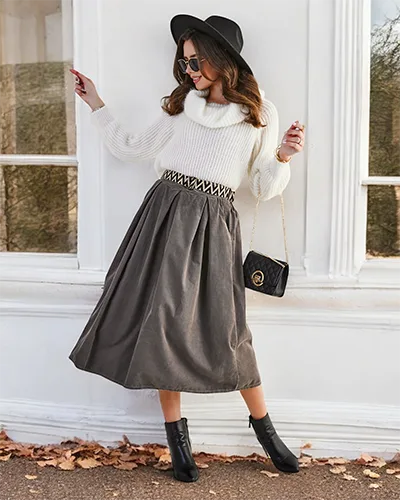 Royalfashion Női midi szoknya a' la velúr