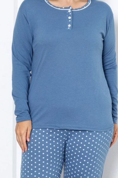 Royalfashion Női Pamut 2-részes Pöttyös Pizsama PLUS SIZE