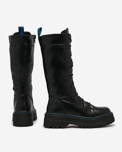 Royalfashion Fekete női magas szárú csizma Elicca