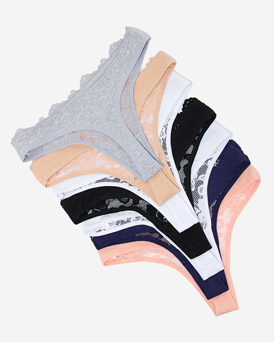 Női pamut tanga bugyi készlet csipkével 7 / csomag - Fehérnemű