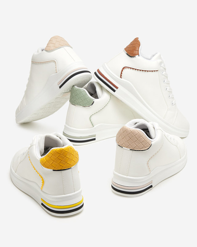 OUTLET Fehér és zöld női tornacipő rejtett Uksy ékkel - Lábbeli