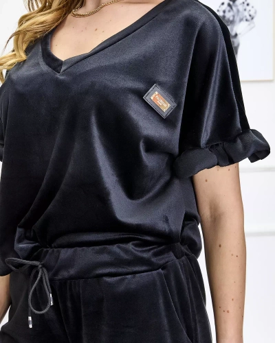 Női fekete tréningruha szett díszítéssel - Ruházat