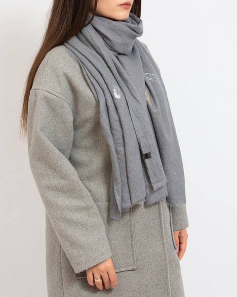 Royalfashion szürke női vékony sál csillámmal