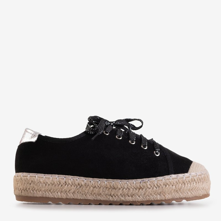 OUTLET Fekete női cipők a'la espadrilles a Woilla platformon - Lábbeli