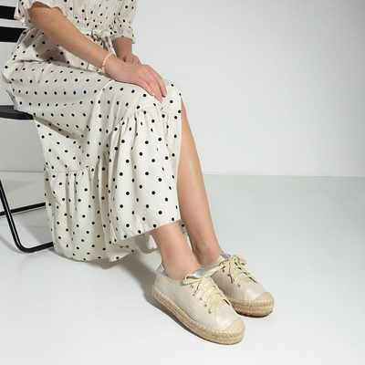 Női bézs cipők a'la espadrilles a Woilla platformon - Lábbeli