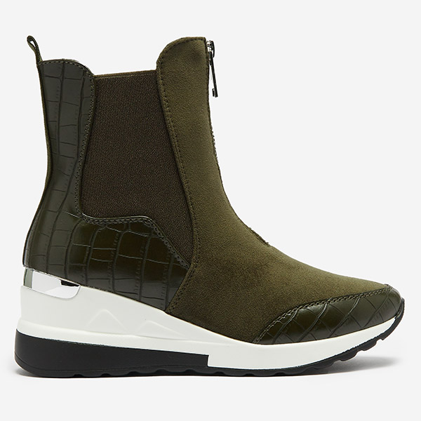 OUTLET Sötétzöld női magas tornacipő dombornyomással Looyis - Lábbeli