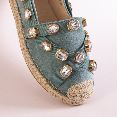 OUTLET Zöld női espadrillák Wamba kristályokkal - Cipők