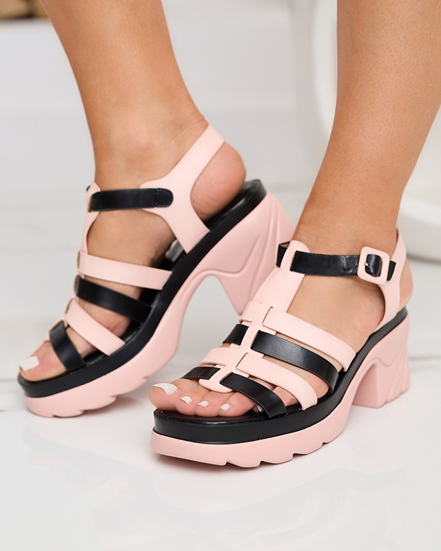 OUTLET Rózsaszín női magassarkú szandál Agraves - Footwear