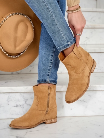 Royalfashion Barna bokacsizma cowboy stílusban fedett cunamackóval Patorias