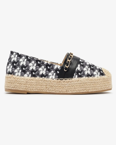 Fekete virágos espadrilles Azzaxi- Lábbeli