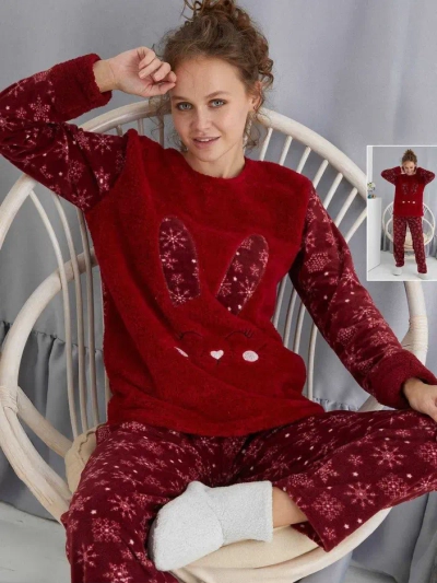 Royalfashion Női pizsamák nyuszival, fleece-szerű anyagból készült
