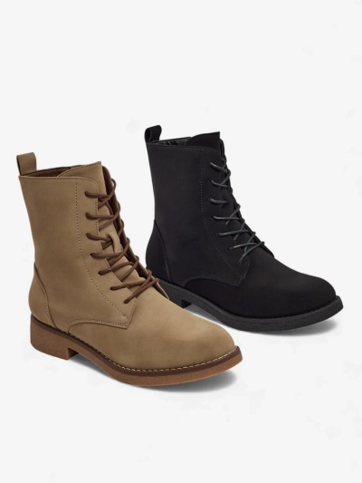 Eko bőr matt fűzős női Treviline bokacsizma