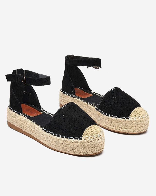 OUTLET Fekete áttört női espadrillák Erisab- Shoes