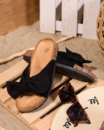 OUTLET Női papucs masnival fekete színben Uttimi- Footwear