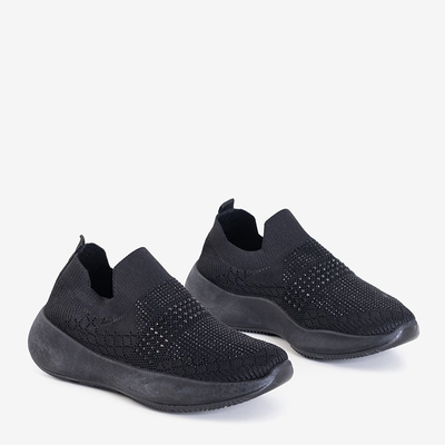 Női fekete papucs, köbös cirkóniával Renda - Lábbeli