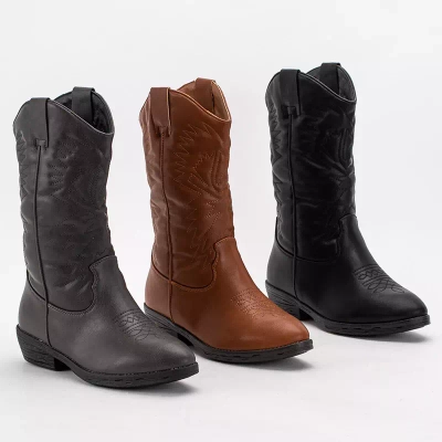 OUTLET Sötétszürke női öko-bőr cowboy csizma Vetika - Lábbeli