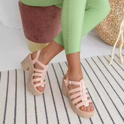 OUTLET Rózsaszín női magas sarkú szandál Tamianka - Footwear