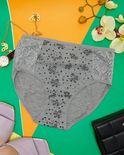 Szürke női pamutbugyi PLUS SIZE nyomattal - Fehérnemű