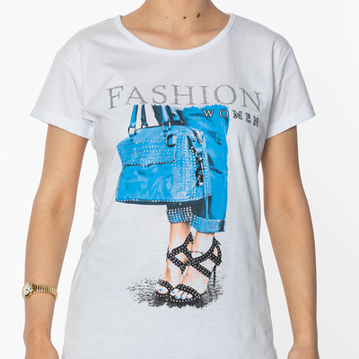 Fehér női póló FASHION- Ruhamintás