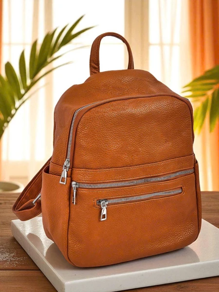 Callista Królewska Moda női hátizsák öko bőrből, barna, A4, cipzáros