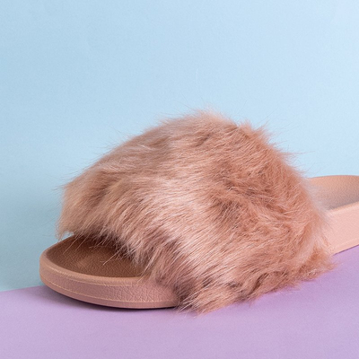 Női poros papucs szőrrel Danita - Cipő