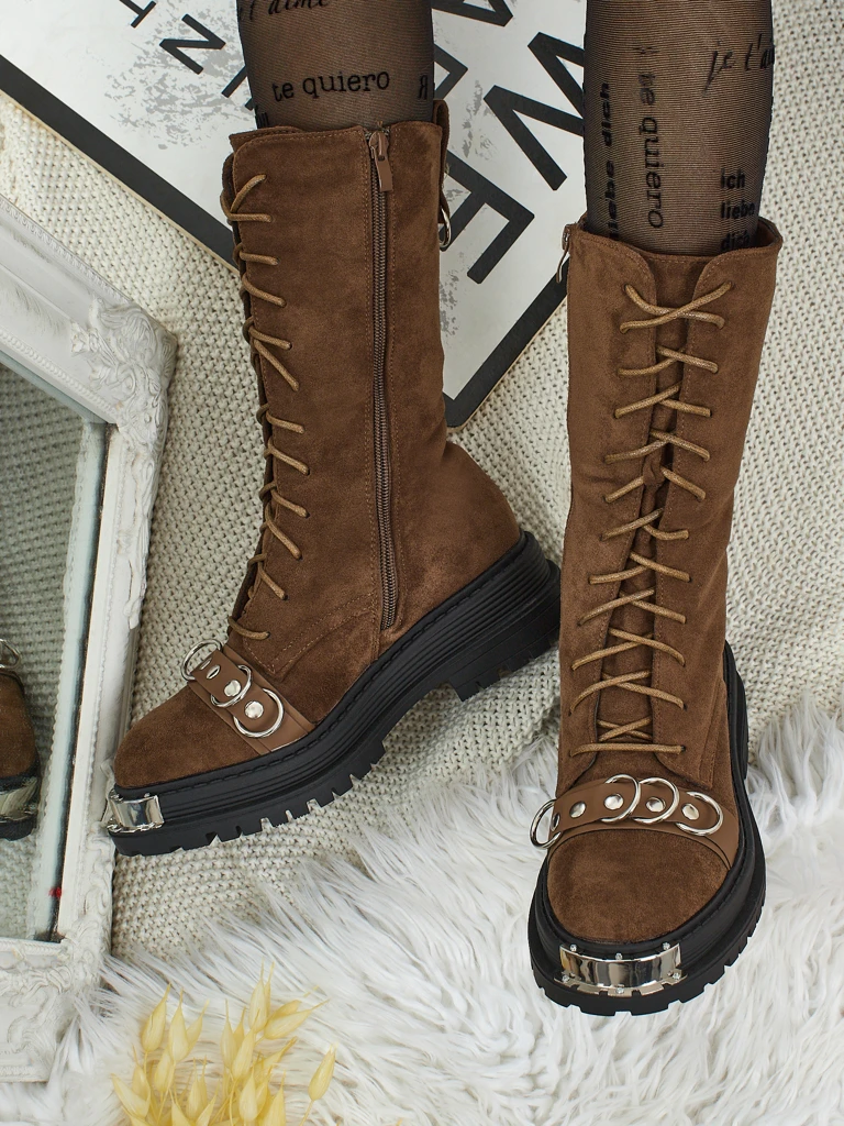 Royalfashion Fűzős női bokacsizma Werces