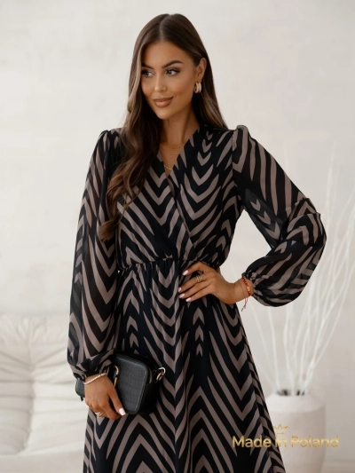 Sukienka damska Midi z printem Eleganza Stripes