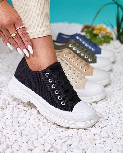 Royalfashion Fekete női platform tornacipő Spollero