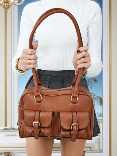 Női shopper táska, öko bőr, zsebekkel, Aveline