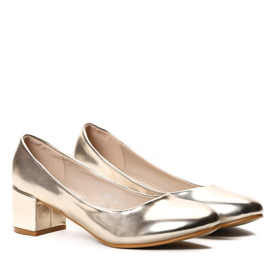 Złote czółenka na słupku - Obuwie