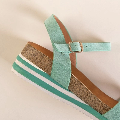 OUTLET Női menta szandál alacsony ékű Akiko - Cipő