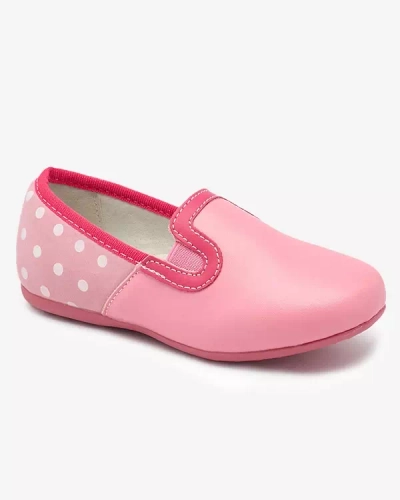Rózsaszín, öko bőrből készült, borsónyomott félcipő Rellme- Footwear