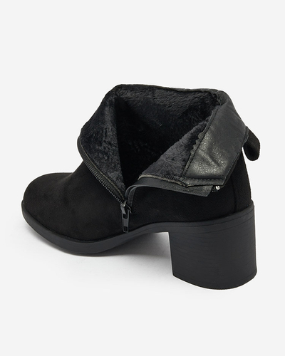 Royalfashion Fekete öko velúr női alacsony tűsarkú csizma Rejerry