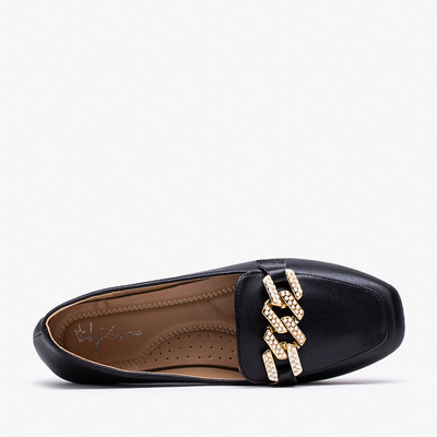 Fekete női naplopók gyöngy díszítéssel Krelizo - Cipők