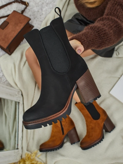 Női öko velúr bokacsizma vastag sarokkal Soreya