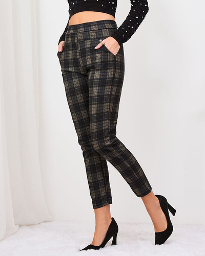 Royalfashion Szürke-barna női szigetelt kockás treggings