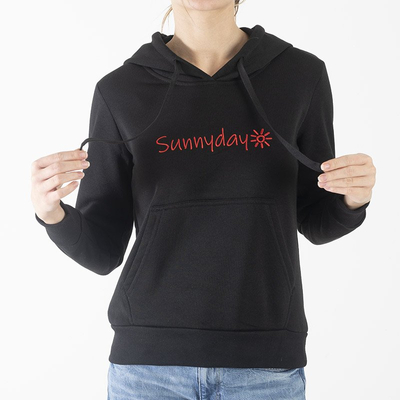 Női meleg fekete pulóver felirattal - Ruházat