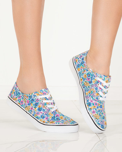 OUTLET Kék virágos női tornacipő Sertoli - Lábbeli